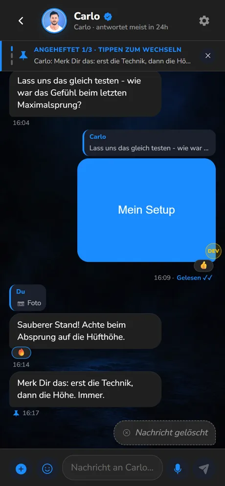 Persönliche Betreuung von Carlo mit Sprachnachricht