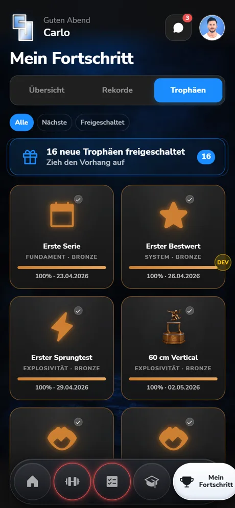 Trophäen-Sammlung von Bronze bis Diamant